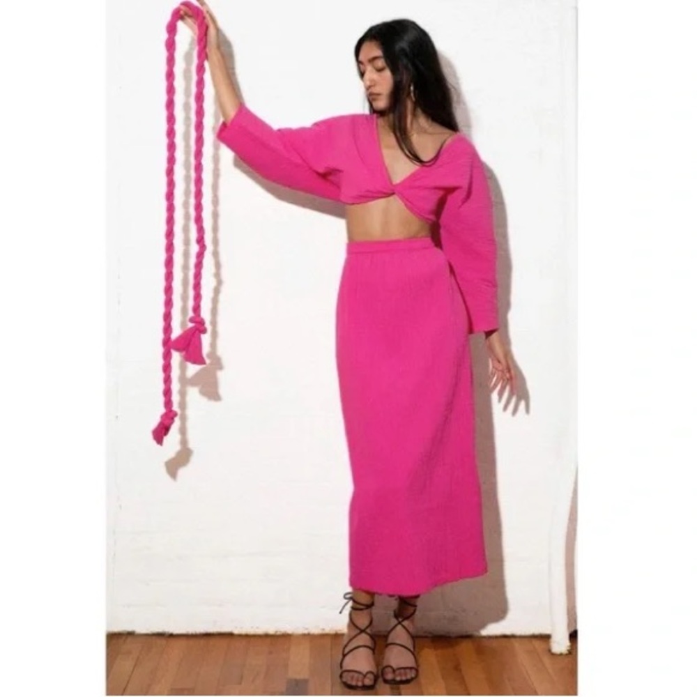 Mara Hoffman 'Denise' midi skirt in Hot Pink, size S